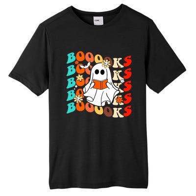 Groovy Vintage Boooks Ghost Halloween Teacher Book Reading Cool Gift Tall Fusion ChromaSoft Performance T-Shirt