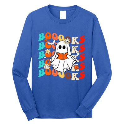 Groovy Vintage Boooks Ghost Halloween Teacher Book Reading Cool Gift Long Sleeve Shirt