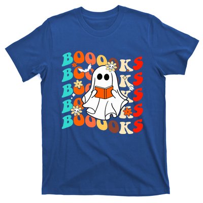 Groovy Vintage Boooks Ghost Halloween Teacher Book Reading Cool Gift T-Shirt