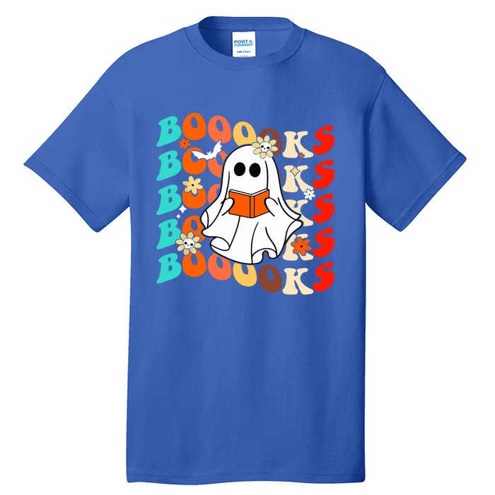 Groovy Vintage Boooks Ghost Halloween Teacher Book Reading Cool Gift Tall T-Shirt