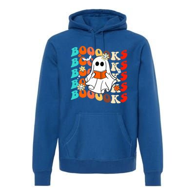 Groovy Vintage Boooks Ghost Halloween Teacher Book Reading Cool Gift Premium Hoodie