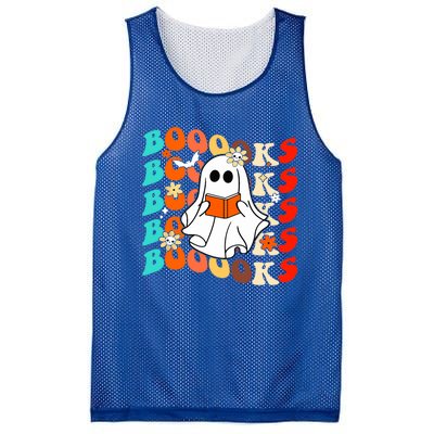 Groovy Vintage Boooks Ghost Halloween Teacher Book Reading Cool Gift Mesh Reversible Basketball Jersey Tank