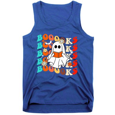 Groovy Vintage Boooks Ghost Halloween Teacher Book Reading Cool Gift Tank Top