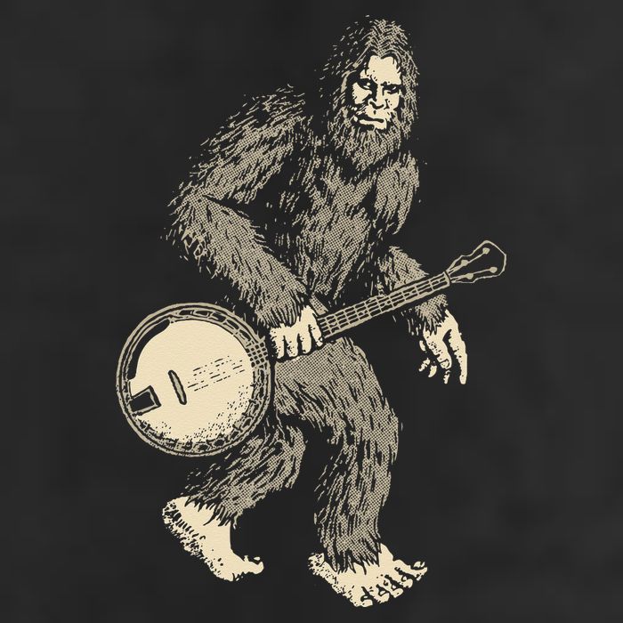 Grassquatch! Vintage Bigfoot & Bluegrass Banjo Music Garment-Dyed Heavyweight T-Shirt