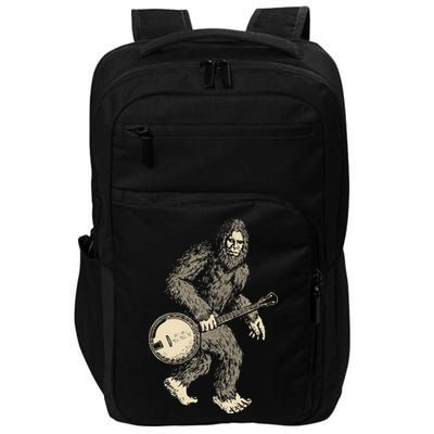 Grassquatch! Vintage Bigfoot & Bluegrass Banjo Music Impact Tech Backpack