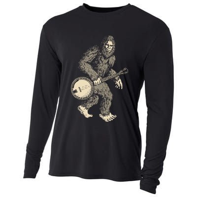 Grassquatch! Vintage Bigfoot & Bluegrass Banjo Music Cooling Performance Long Sleeve Crew