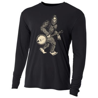 Grassquatch! Vintage Bigfoot & Bluegrass Banjo Music Cooling Performance Long Sleeve Crew