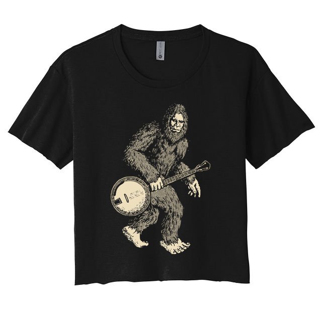 Grassquatch! Vintage Bigfoot & Bluegrass Banjo Music Crop Top
