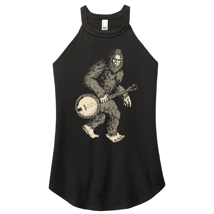Grassquatch! Vintage Bigfoot & Bluegrass Banjo Music Women's Perfect Tri Rocker Tank