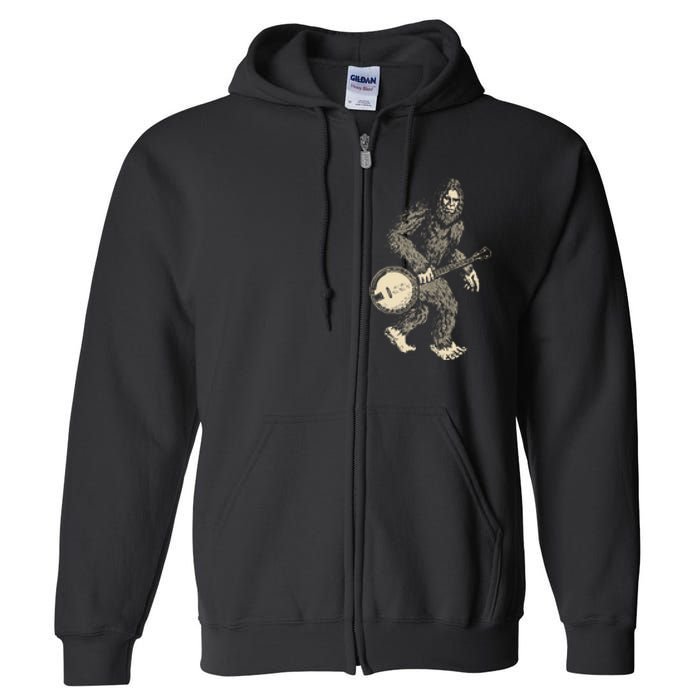 Grassquatch! Vintage Bigfoot & Bluegrass Banjo Music Full Zip Hoodie