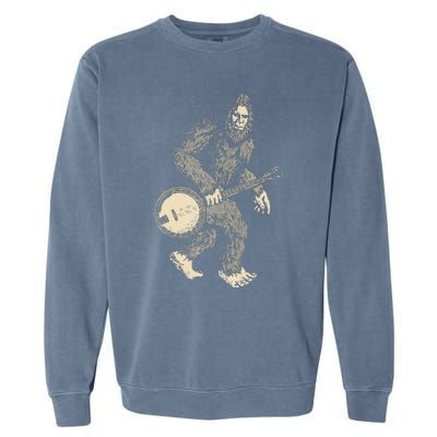 Grassquatch! Vintage Bigfoot & Bluegrass Banjo Music Garment-Dyed Sweatshirt