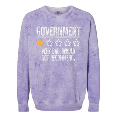 Government Very Bad Would Not Recommend Colorblast Crewneck Sweatshirt