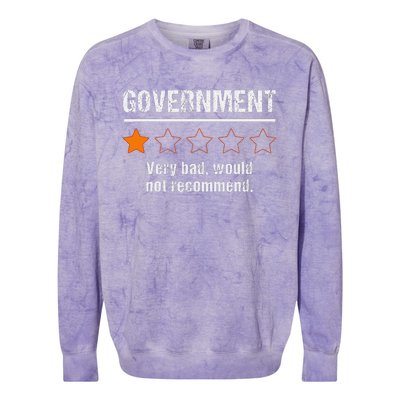 Government Very Bad Would Not Recommend Funny Rating Stars Colorblast Crewneck Sweatshirt