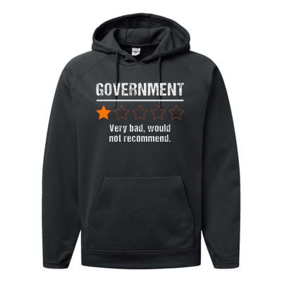 Government Very Bad Would Not Recommend Funny Rating Stars Performance Fleece Hoodie