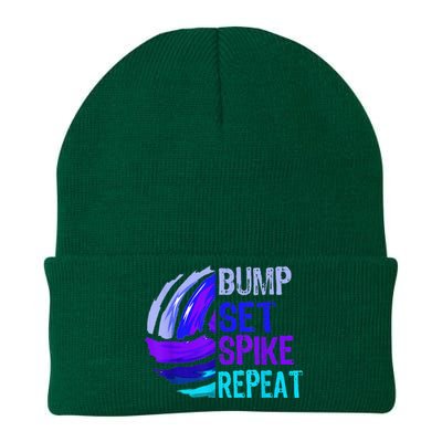 Girls Volleyball Bump Set Spike Repeat Blue Purple Knit Cap Winter Beanie