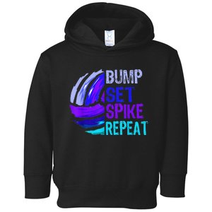 Girls Volleyball Bump Set Spike Repeat Blue Purple Toddler Hoodie