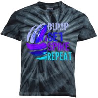 Girls Volleyball Bump Set Spike Repeat Blue Purple Kids Tie-Dye T-Shirt