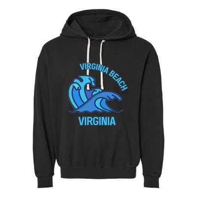 Graphic Virginia Beach Virginia Pocket Wave Souvenir Garment-Dyed Fleece Hoodie