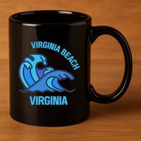 Graphic Virginia Beach Virginia Pocket Wave Souvenir 11oz C Handle Ceramic Mug