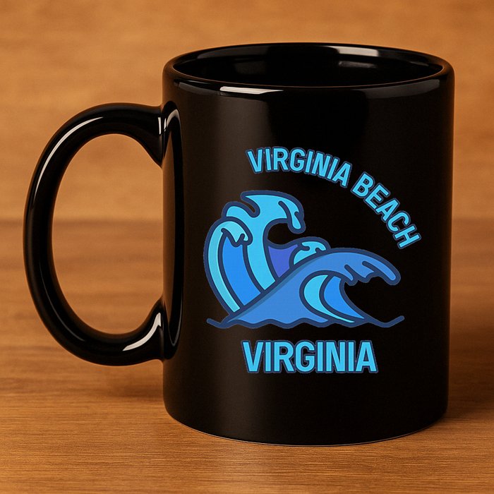 Graphic Virginia Beach Virginia Pocket Wave Souvenir 11oz C Handle Ceramic Mug