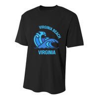 Graphic Virginia Beach Virginia Pocket Wave Souvenir Youth Performance Sprint T-Shirt