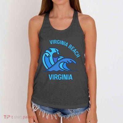 Graphic Virginia Beach Virginia Pocket Wave Souvenir Women's Knotted Racerback Tank