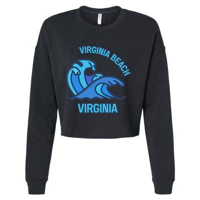 Graphic Virginia Beach Virginia Pocket Wave Souvenir Cropped Pullover Crew