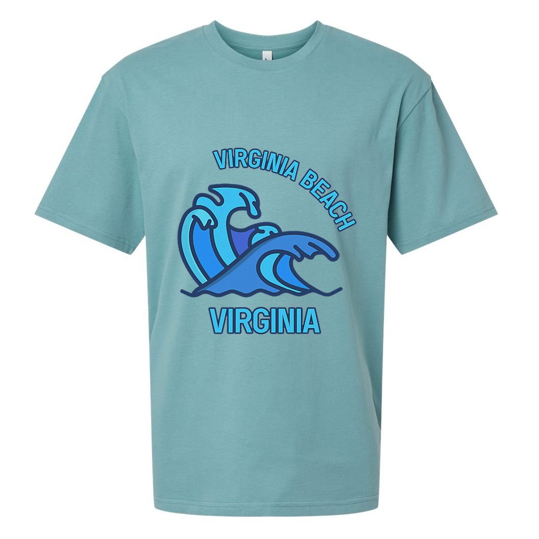 Graphic Virginia Beach Virginia Pocket Wave Souvenir Sueded Cloud Jersey T-Shirt