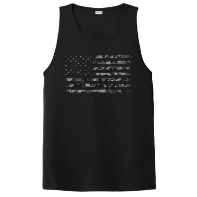 Grey Vintage Camo American Flag PosiCharge Competitor Tank