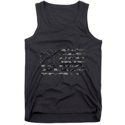 Grey Vintage Camo American Flag Tank Top