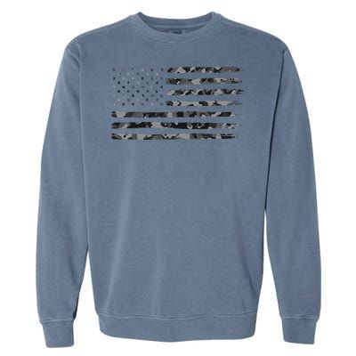 Grey Vintage Camo American Flag Garment-Dyed Sweatshirt