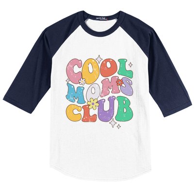 Groovy Vintage Cool Moms Club Funny Smile MotherS Day Gift Baseball Sleeve Shirt