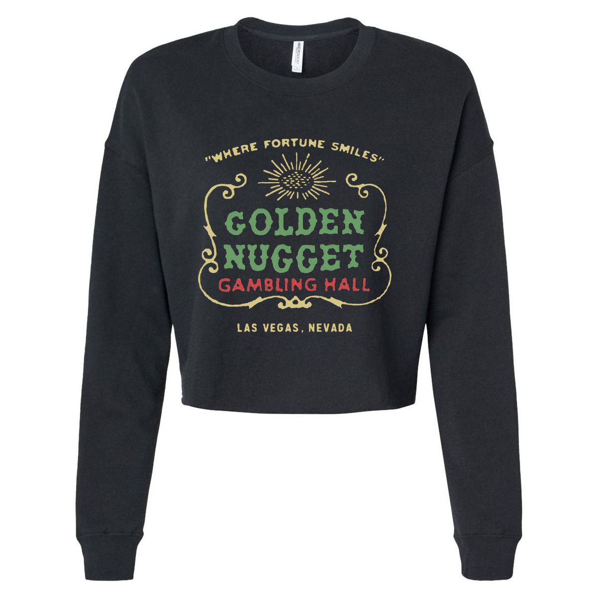 Golden Vegas Casino Hotel Retro Vintage Cropped Pullover Crew