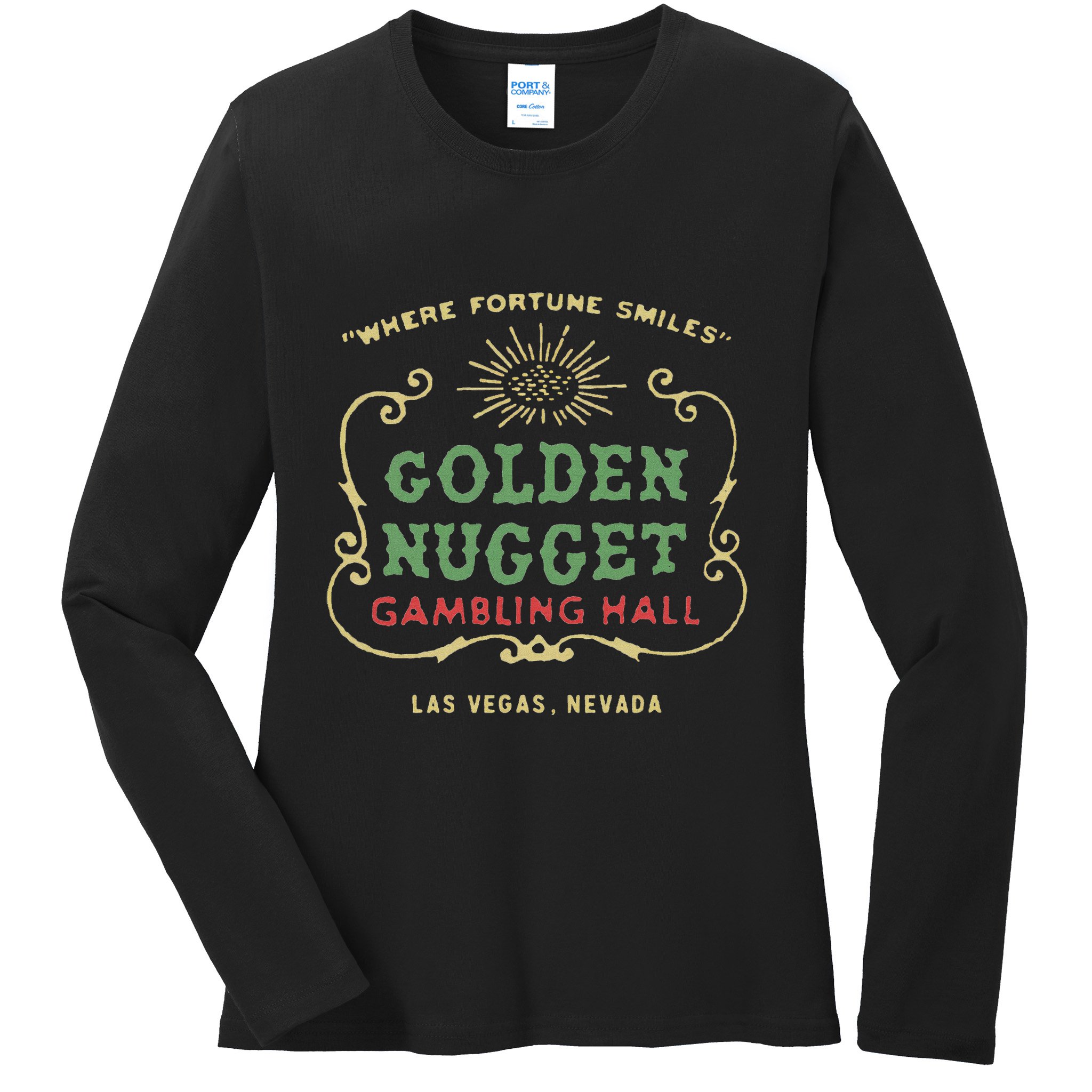 Golden Vegas Casino Hotel Retro Vintage Ladies Long Sleeve Shirt