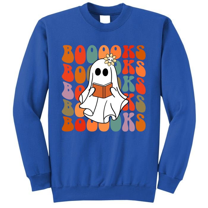 Groovy Vintage Cute Ghost Book Reading Halloween Teacher Cute Gift Sweatshirt