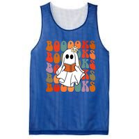 Groovy Vintage Cute Ghost Book Reading Halloween Teacher Cute Gift Mesh Reversible Basketball Jersey Tank