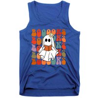 Groovy Vintage Cute Ghost Book Reading Halloween Teacher Cute Gift Tank Top