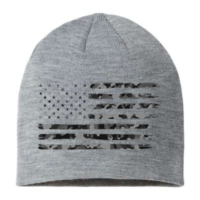 Grey Vintage Camo American Flag Sustainable Beanie