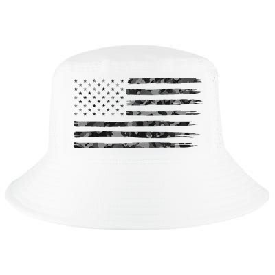 Grey Vintage Camo American Flag Cool Comfort Performance Bucket Hat