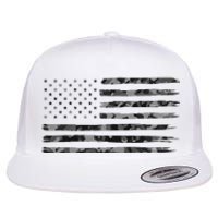 Grey Vintage Camo American Flag Flat Bill Trucker Hat