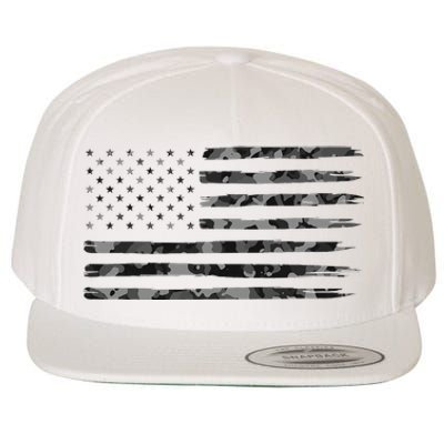 Grey Vintage Camo American Flag Wool Snapback Cap