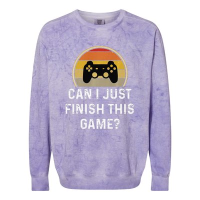 Gamer Vintage Can I Just Finish This Game Colorblast Crewneck Sweatshirt