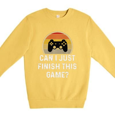 Gamer Vintage Can I Just Finish This Game Premium Crewneck Sweatshirt