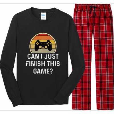 Gamer Vintage Can I Just Finish This Game Long Sleeve Pajama Set