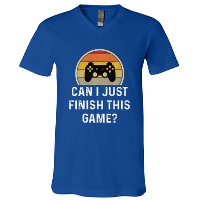 Gamer Vintage Can I Just Finish This Game V-Neck T-Shirt