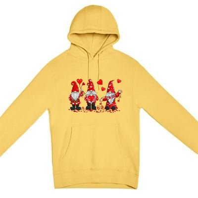 Gnome Valentines Day Three Gromies Love Heartss Womens Premium Pullover Hoodie