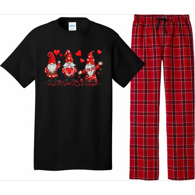 Gnome Valentines Day Three Gromies Love Heartss Womens Pajama Set