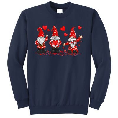 Gnome Valentines Day Three Gromies Love Heartss Womens Sweatshirt