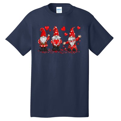 Gnome Valentines Day Three Gromies Love Heartss Womens Tall T-Shirt