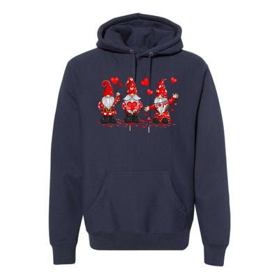 Gnome Valentines Day Three Gromies Love Heartss Womens Premium Hoodie